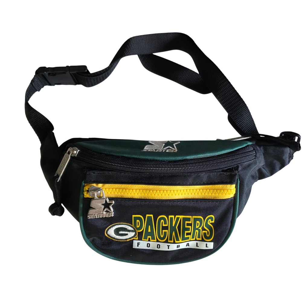 Vintage 90s Starter Green Bay Packers Fanny Pack Waist Bag Black Green NFL